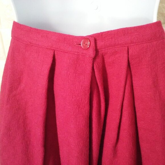 Vintage 50s-60s Handmade Hot Pink Box-Pleat Circle Skirt S(2/4) Wool Boucle Zip - Picture 5 of 7